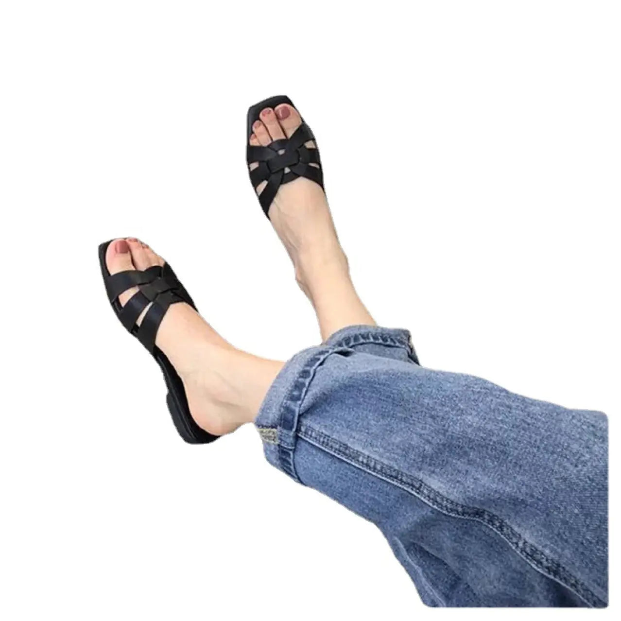 Flat Bottom Square Head Casual Beach Shoes for Women