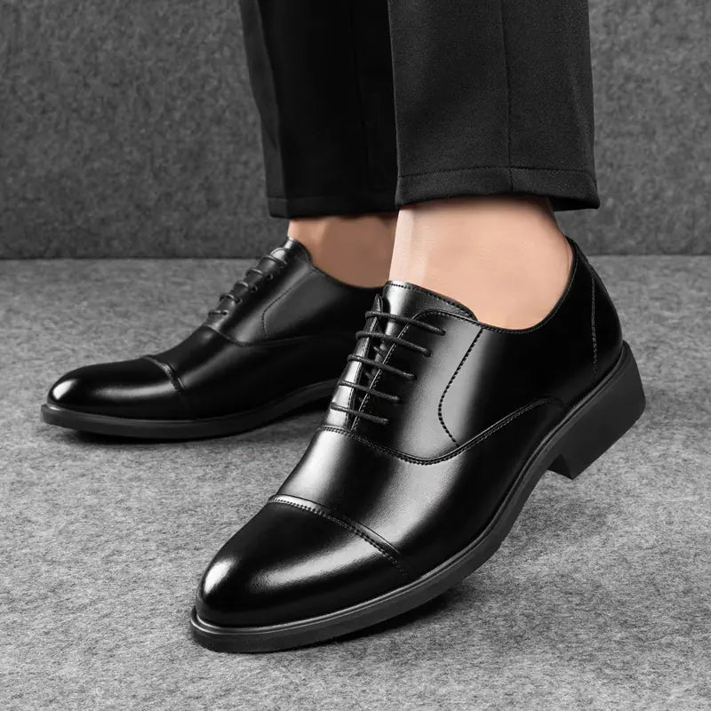 Men's Leather Dress Shoes with Height Increase (UK Style)