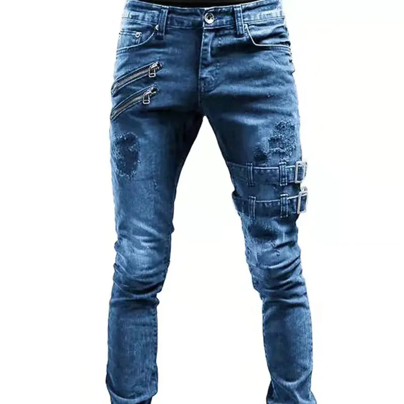 Personalized Trendy Ripped Motorcycle Jeans
