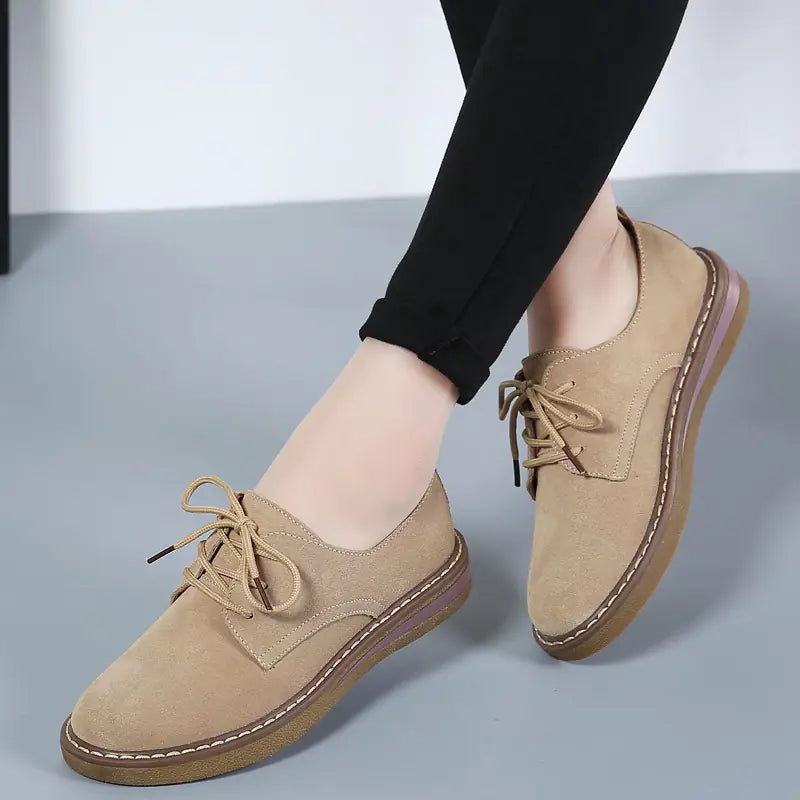 British Style Round Toe Casual Flat Shoes for Women