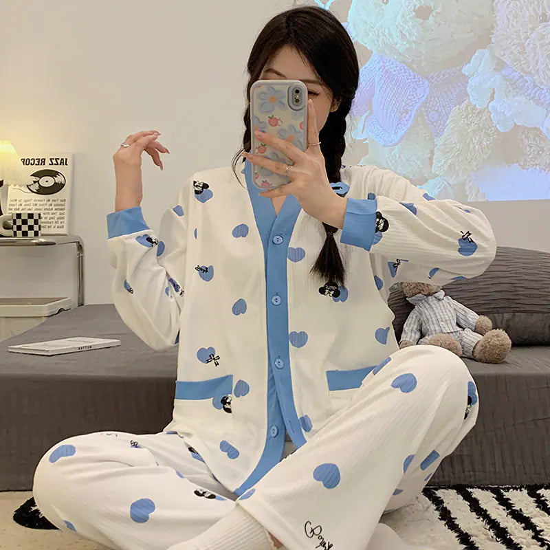 Lightweight Cotton Postpartum Nursing Pajamas Set