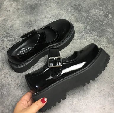 Platform Mary Jane Shoes for Women - Retro Style Black