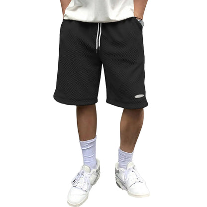 HOTake Mens Shorts Casual Beach Shorts for Men Geometric Texture Shorts Mens Golf Shorts Small Black