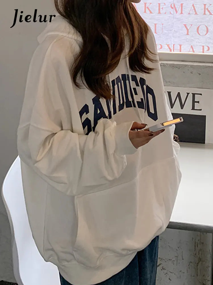 Jielur Autumn Contrast Color Slim Hoodies for Women