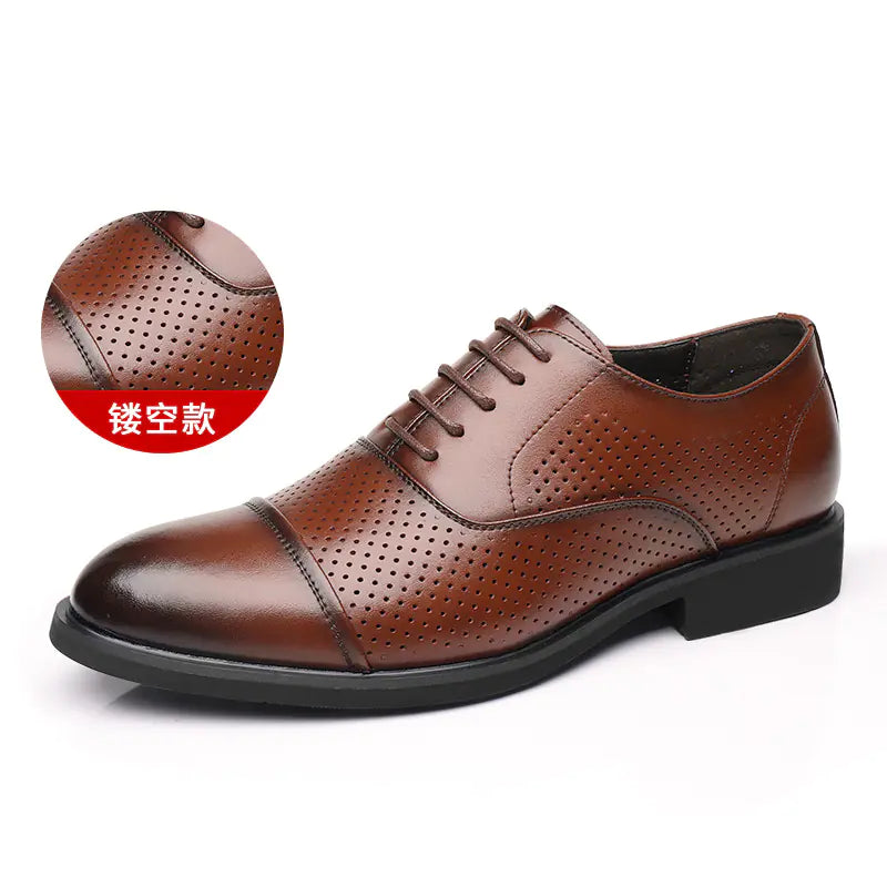 Men's Leather Dress Shoes with Height Increase (UK Style)
