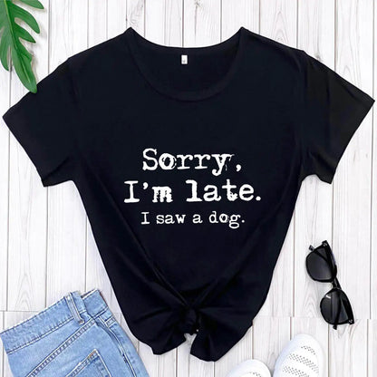 Dog Lover Letter Print T-Shirt