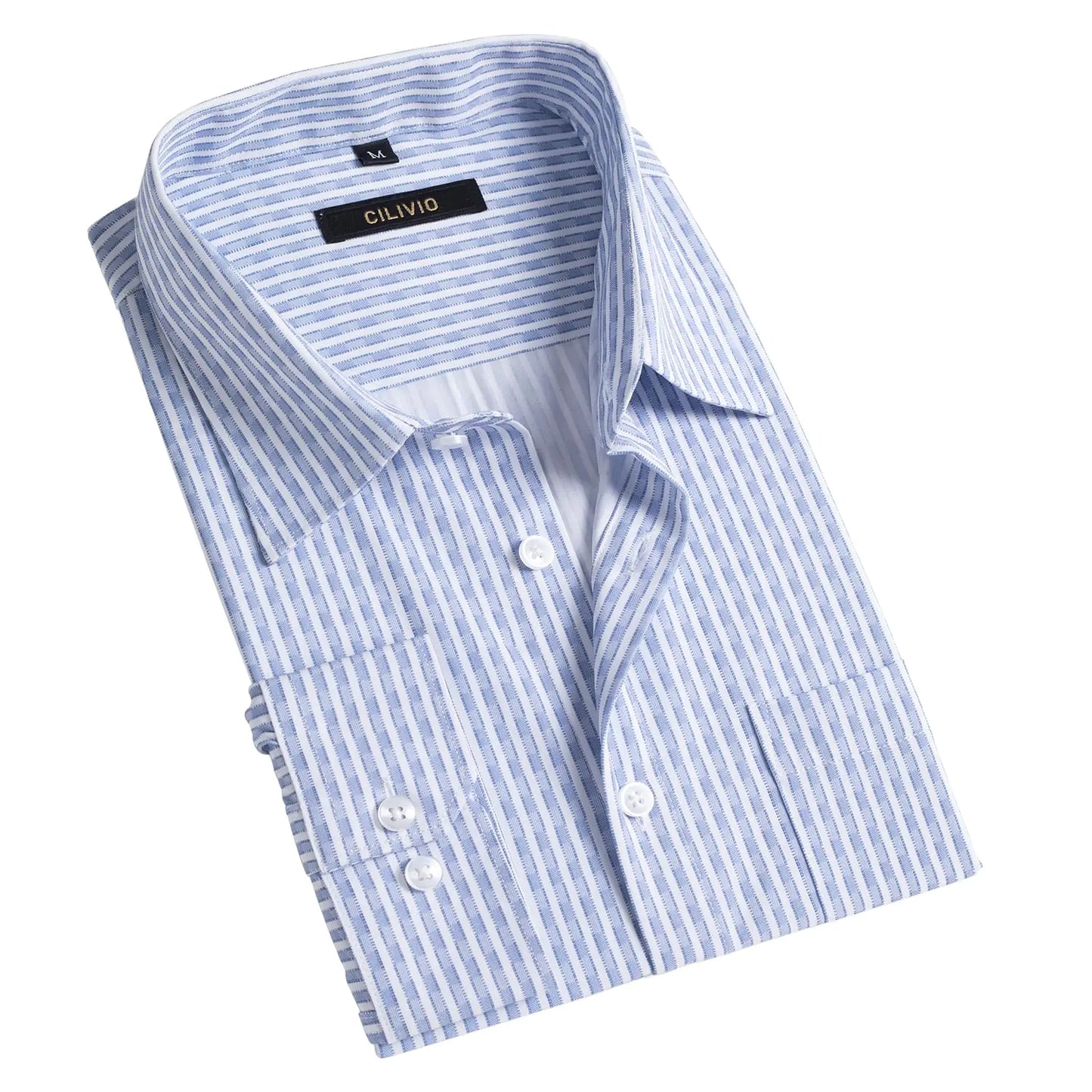 CILIVIO Mens Stretch Wrinkle Resistant Dress Shirt Button up Regular Fit Checks & Stripes Business Casual Shirt Long Sleeve