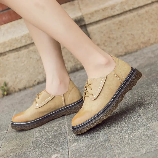 British Style Round Toe Casual Flat Shoes for Women