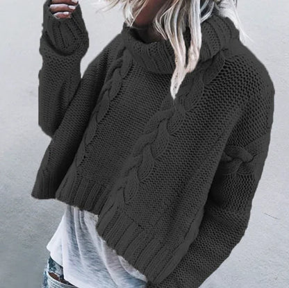 Loose Fit High Neck Knit Sweater for Women