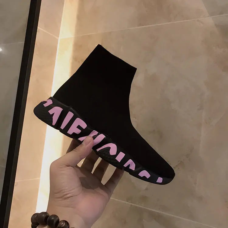 Knitted Stretch Flyknit Casual Shoes for Couples