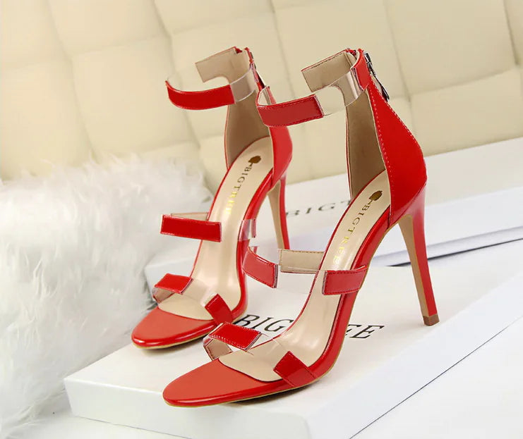 Strap Sandals, Slimming High Heels with Thin Heels