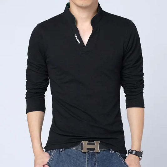 Solid Color V-Neck Casual T-Shirt