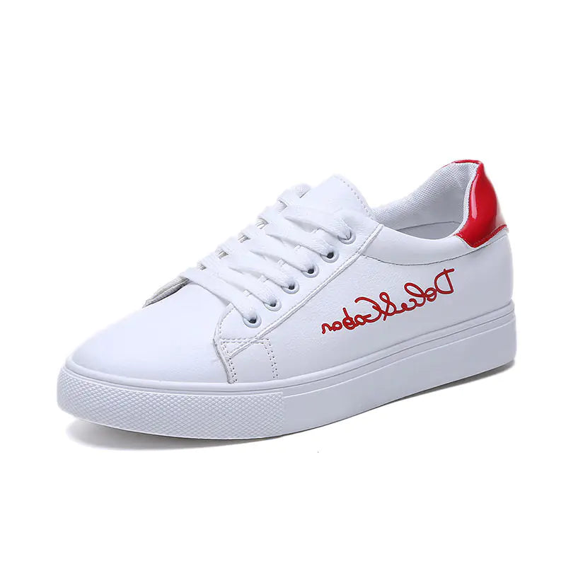 Spring Flat Casual Sneakers for Students - Women's White Shoes
