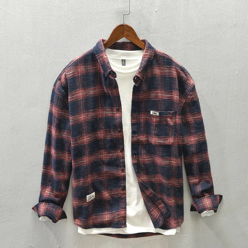 Z713 Men's Autumn Plaid Casual Shirt Jacket