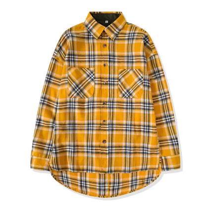 Yellow Oversized Checkered Casual Shirt