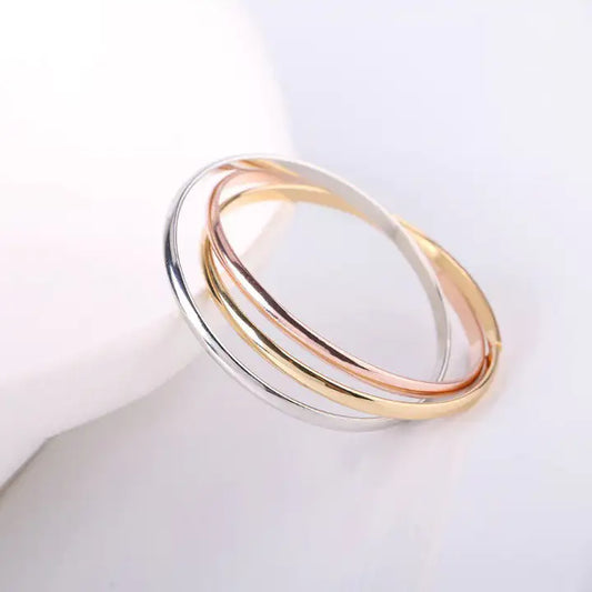 Siana Tri Color Bangles In 18 Kt Rose Gold Plating Yellow Gold Plating And White Gold Plating