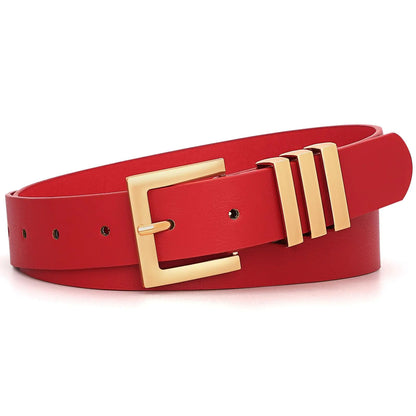 XZQTIVE Plus Size Womens Leather Belts for Jeans Pants Dress Fashion Ladies Waist Belt with Square Silver Bucklered