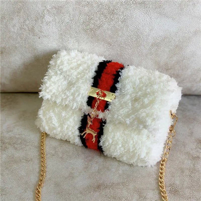 Hand-Woven Fleece Lined Plush One-Shoulder Bag