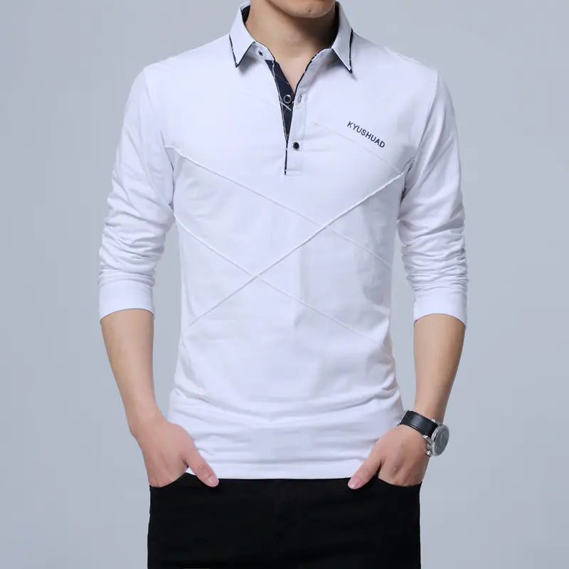 Men's Casual Long Sleeve Polo Shirt