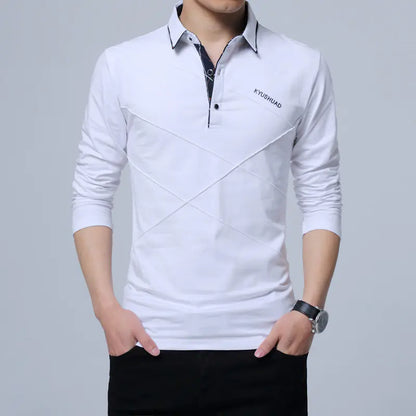 Men's Casual Long Sleeve Polo Shirt