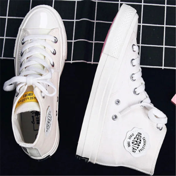 High-Top Canvas Shoes with Versatile Hong Kong Style