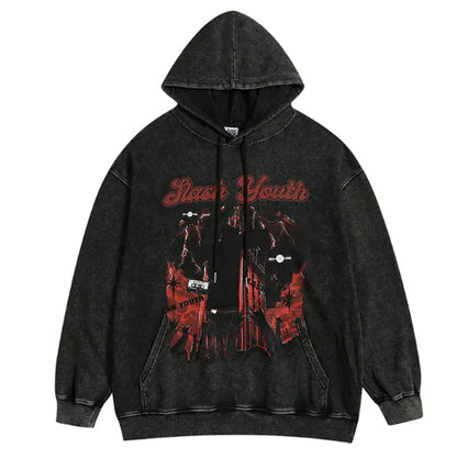 American Street Fashion Brand Distressed Leisure Couple Hoodies Vintage