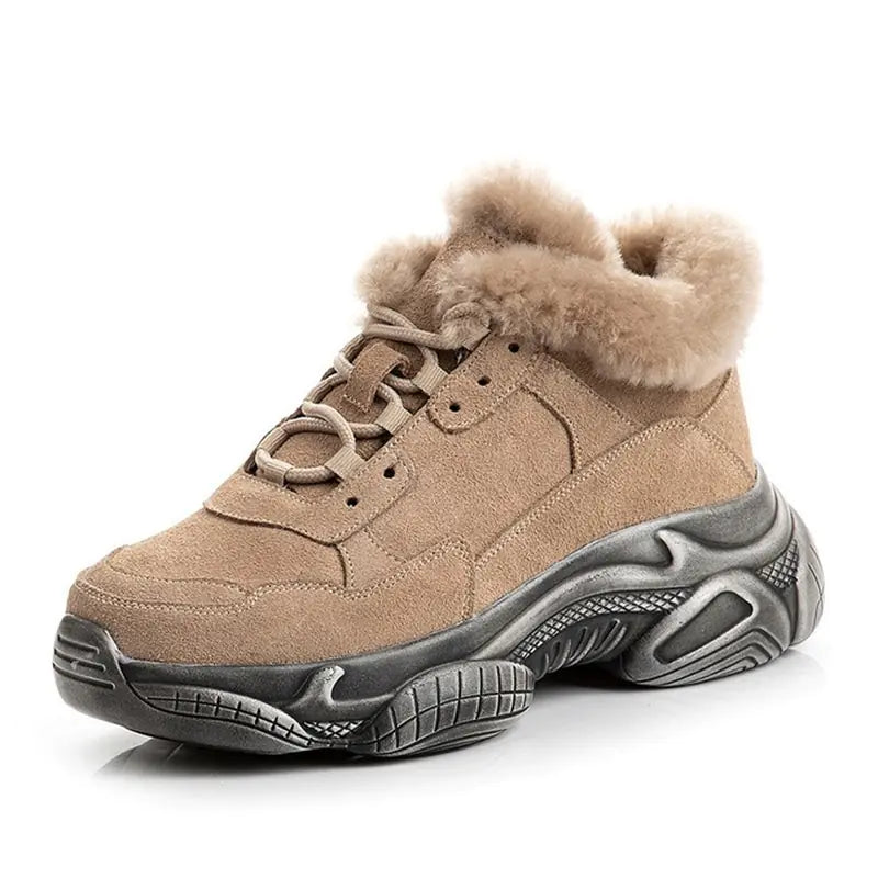 Trendy Women's Winter Plush Sneakers with Thick Sole