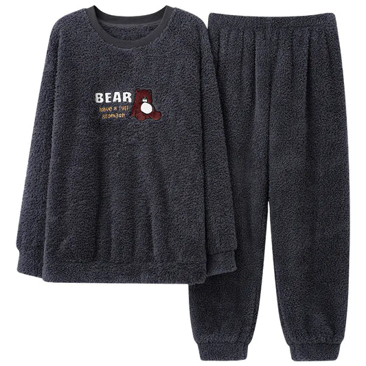 Men's Coral Velvet Thermal Pullover Pajamas