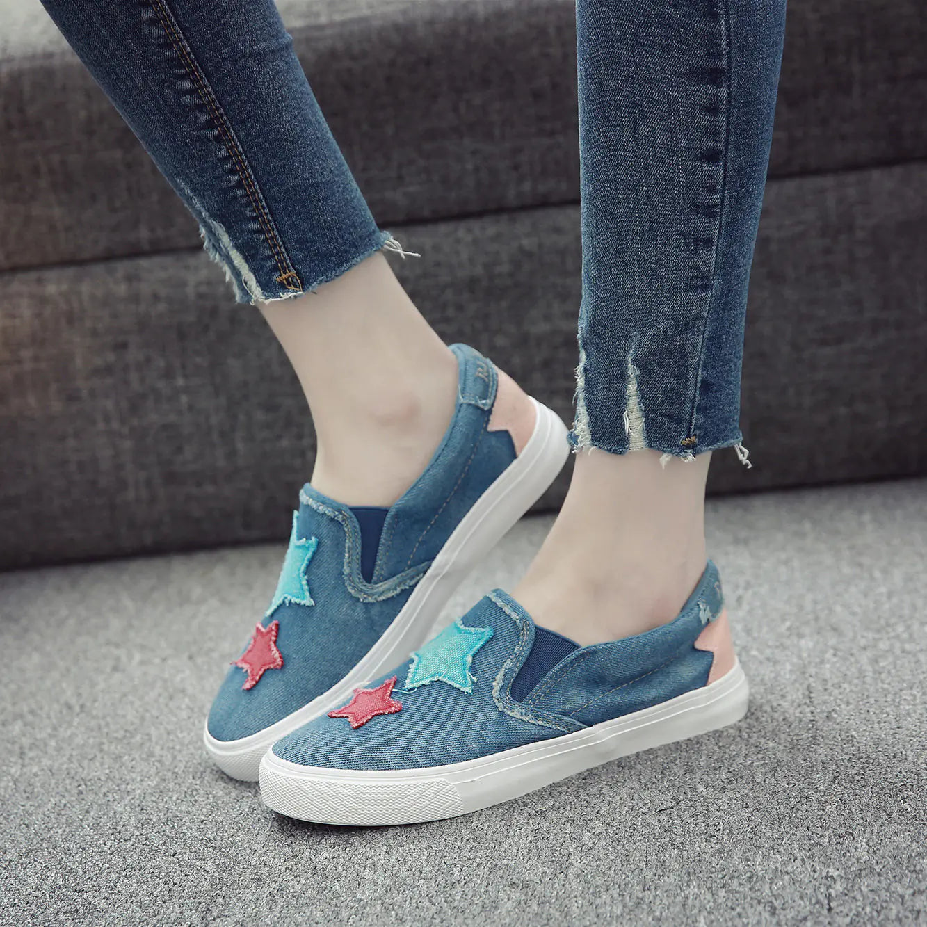 Canvas Slip-On Shoes for Students - Flat Casual Style