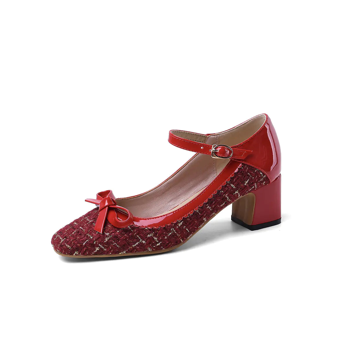 Spring 2020 Fashion Chunky Heel Square-Toe Flats