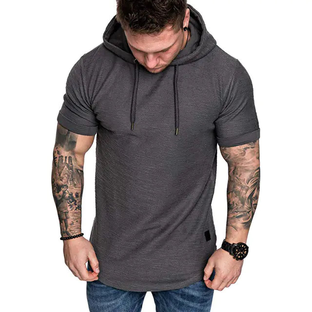 Men's Casual Short Sleeve Hoodies - Solid Colors