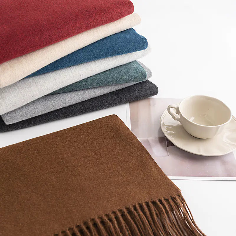 Autumn Winter Tassel Faux Cashmere Scarf for Women