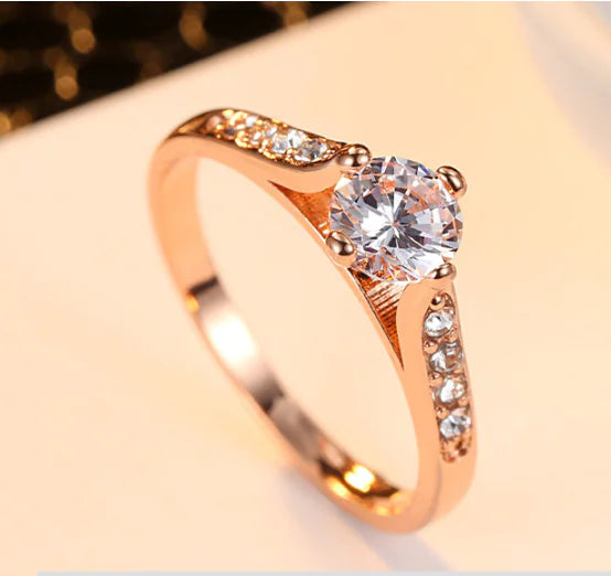 Plated White Gold Rose Gold Women's Zircon Ring