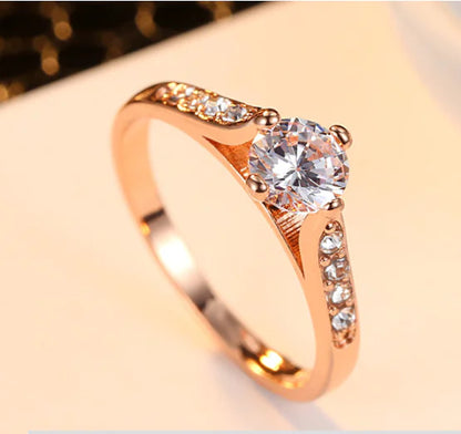 Plated White Gold Rose Gold Women's Zircon Ring