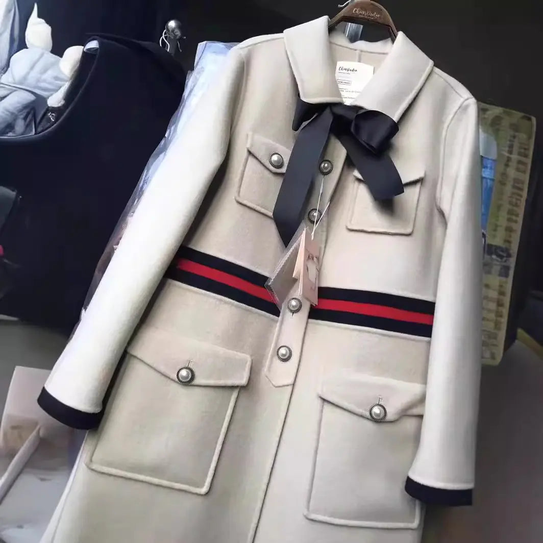 Audrey Hepburn Style Wool Blend Long Dress Coat