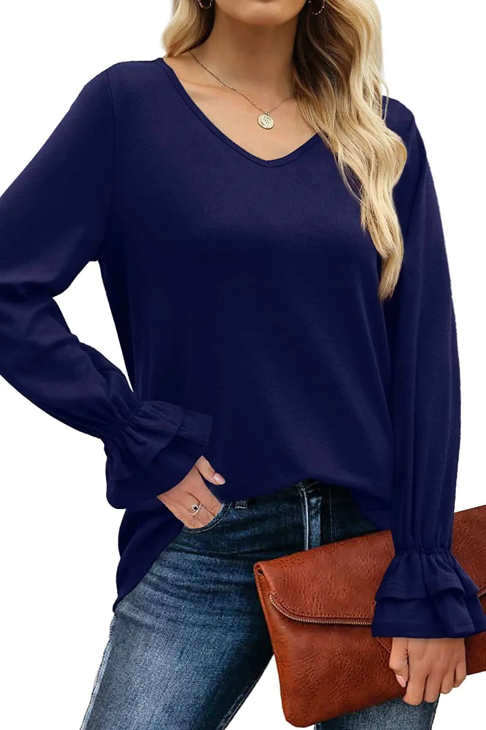 Solid Color Long Sleeve T-Shirt Top