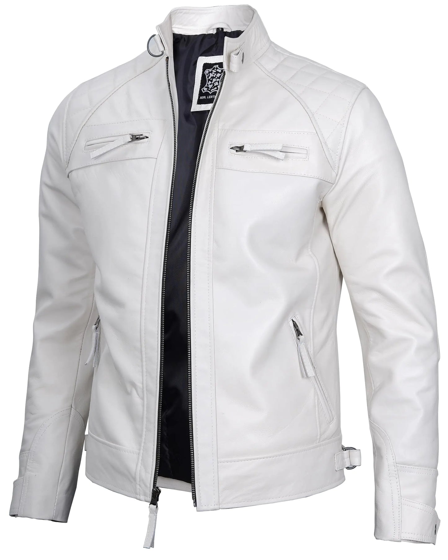 Decrum Leather Jacket Men - Mens Jackets Biker | [1123982] D1 White S