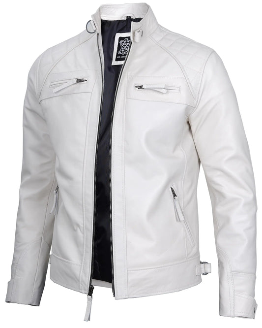 Decrum Leather Jacket Men - Mens Jackets Biker | [1123982] D1 White S