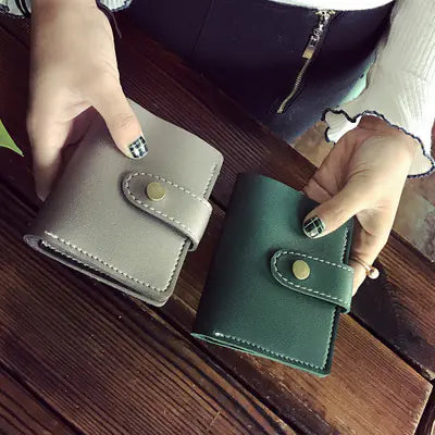 Button Closure Two-Fold and Three-Fold Card Wallets