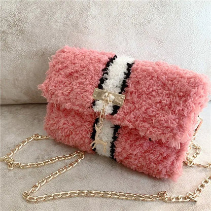 Hand-Woven Fleece Lined Plush One-Shoulder Bag