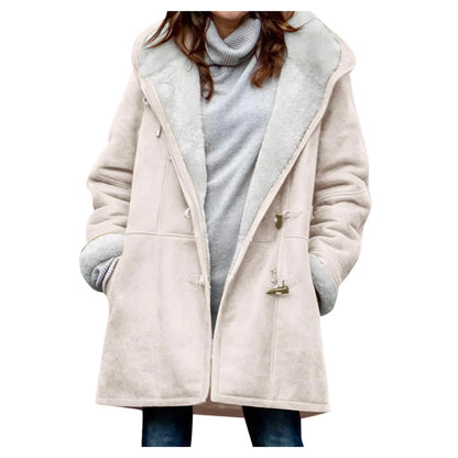 Winter Coats for Women Super Thick Warm Fleece Lined Jackets Hooded Button Down Faux Suede Coat Long Cozy (XL)