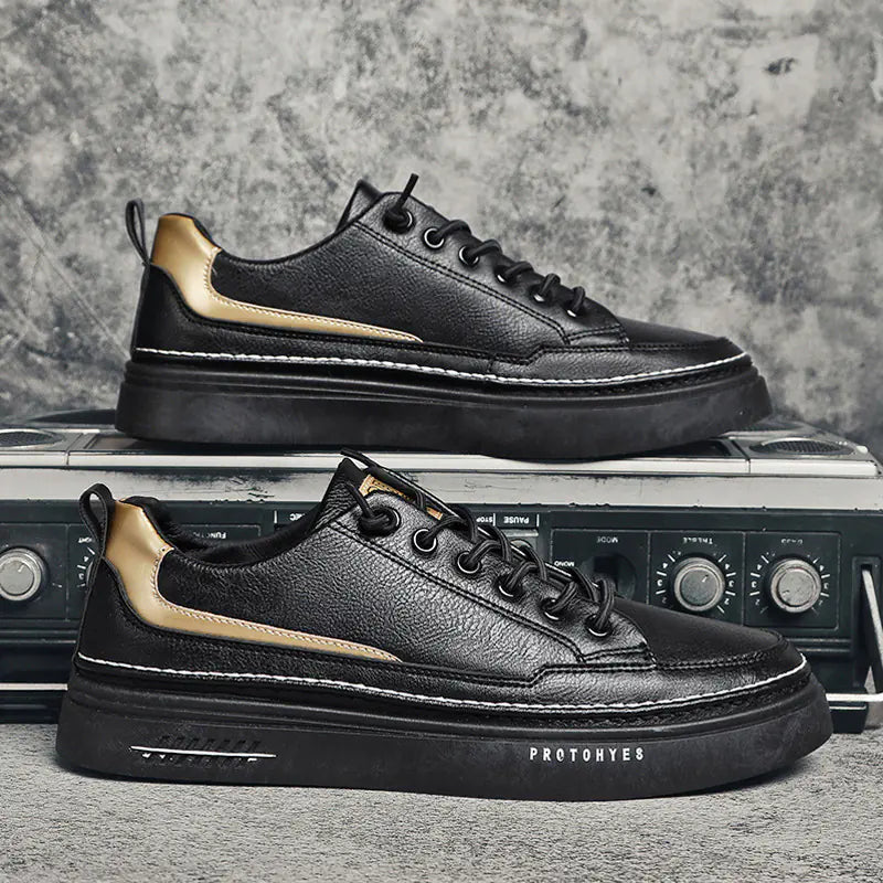 Trendy Men's Leather Sports Shoes for Summer Casual Wear