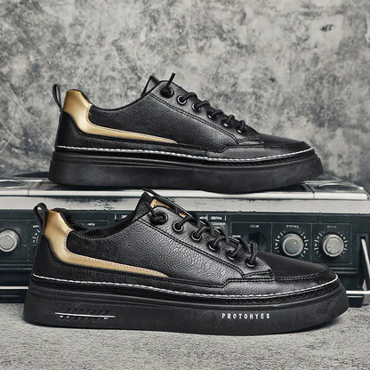 Trendy Men's Leather Sports Shoes for Summer Casual Wear