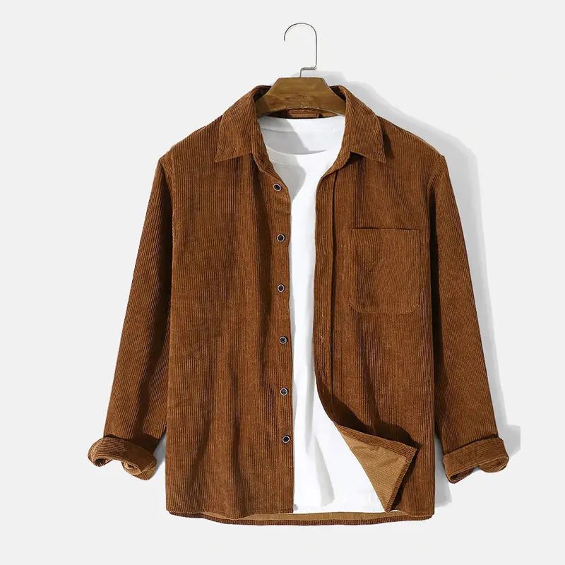 Men's Loose Long Sleeve Corduroy Shirt