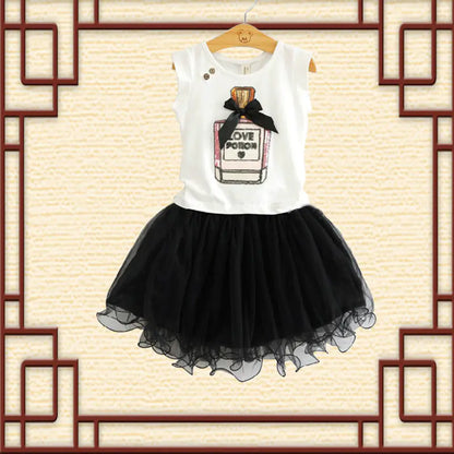 Sequin Bow T-Shirt, Perfume Bottle T-Shirt, Skirt Set
