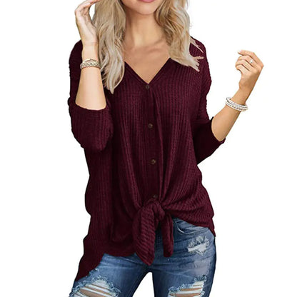 Irregular Long Sleeve Cardigan T-Shirt Blouse