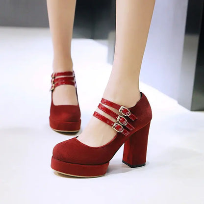 Elegant Suede High Heels with Platform - F305
