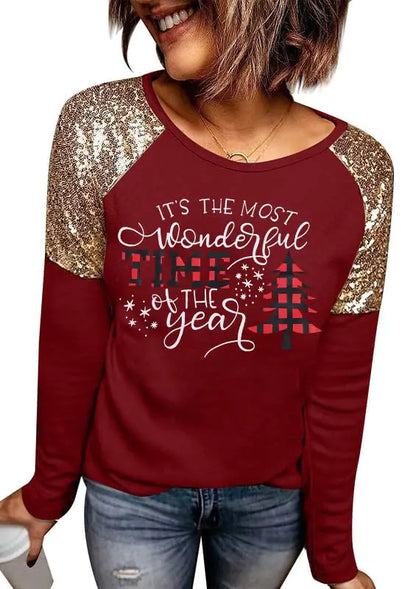 Christmas T Shirt Womens Christmas Plaid Shirt Long Sleeve Raglan Baseball T-Shirt Holiday Graphic Tops
