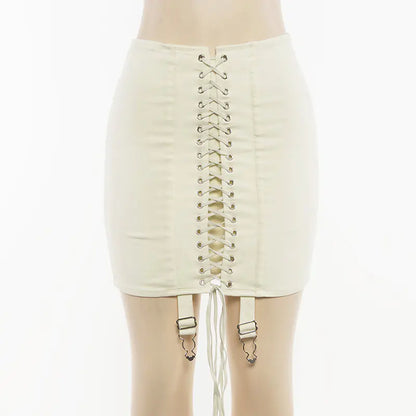 Belted Bodycon Midi Skirt (Half-Length Skirt)