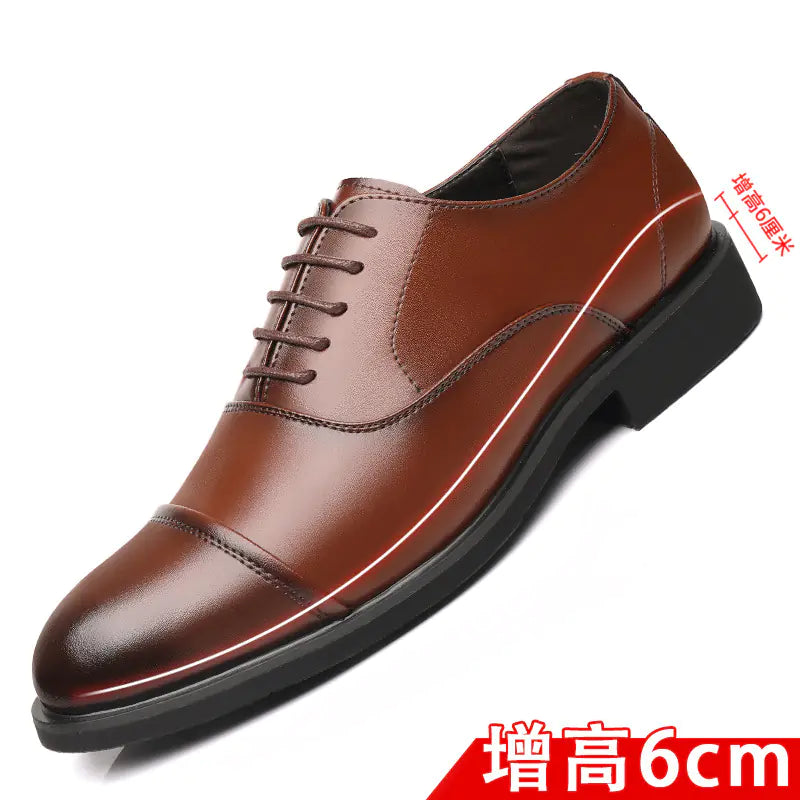 Men's Leather Dress Shoes with Height Increase (UK Style)